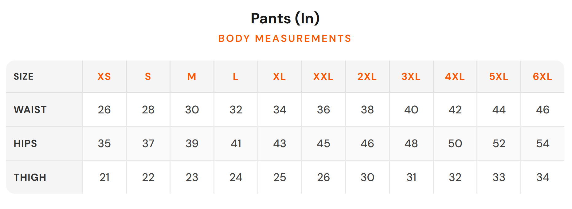 Size chart - SALT ATTIRE|Women's Athleisure Leggings