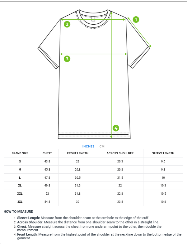 Size chart - product:parana