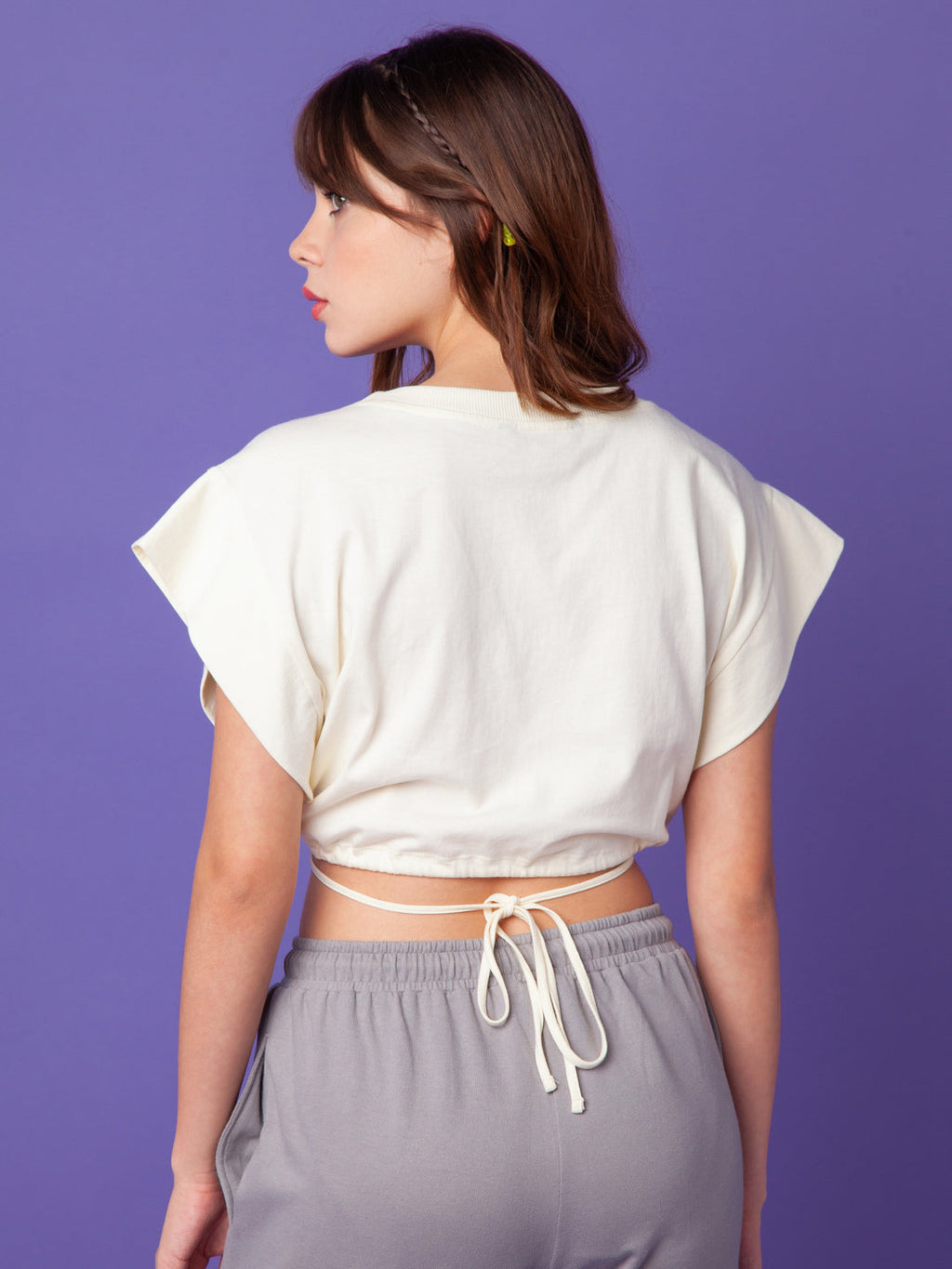 White Printed Tie-Up T-Shirt