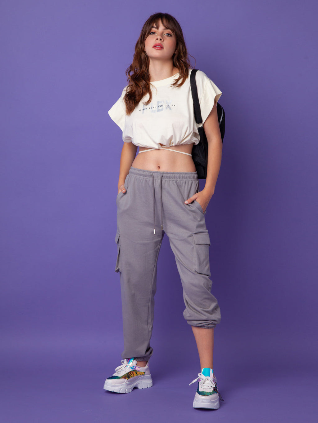 White Printed Tie-Up T-Shirt
