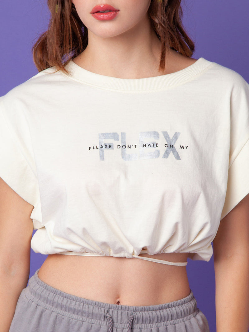 White Printed Tie-Up T-Shirt