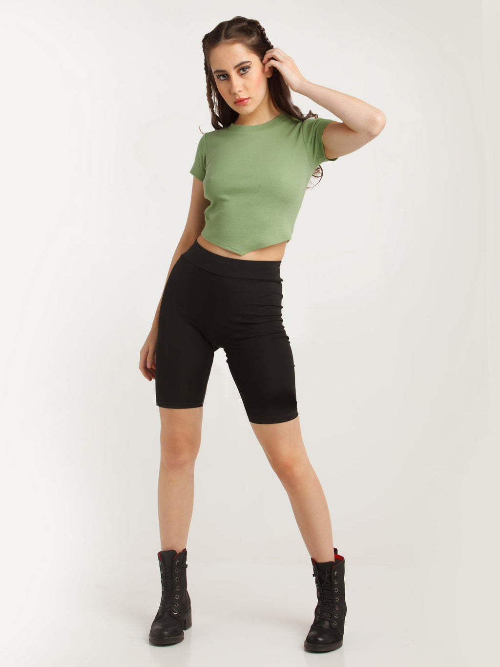 Green Solid Cut Out Top