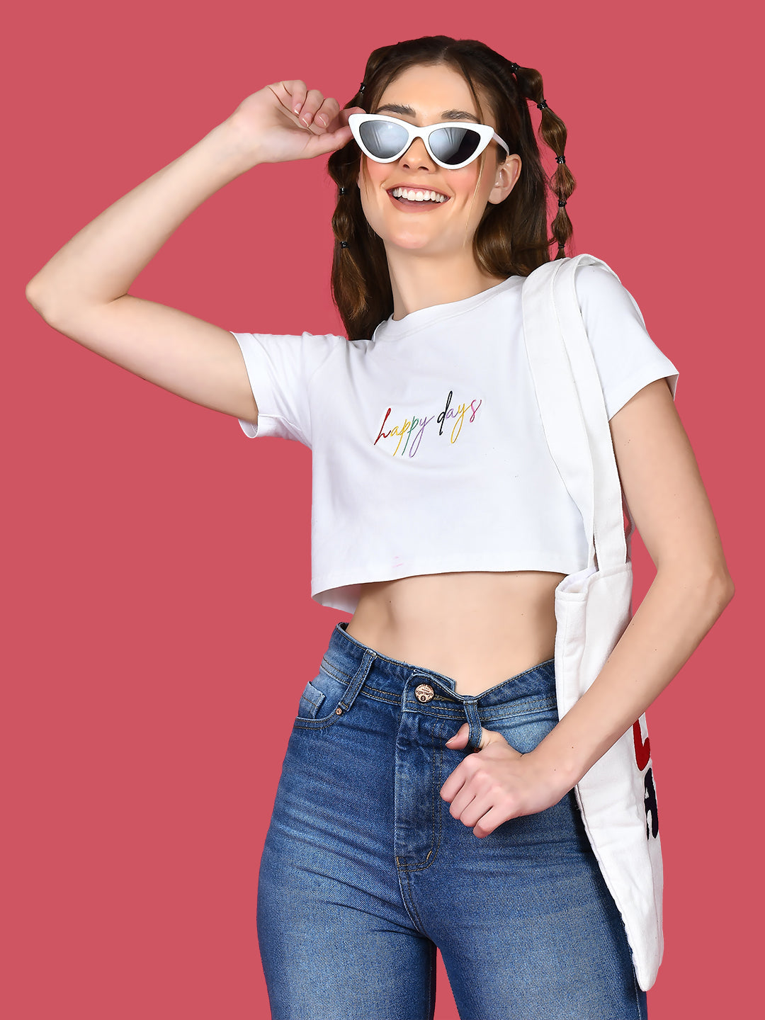 White Solid Crop Top