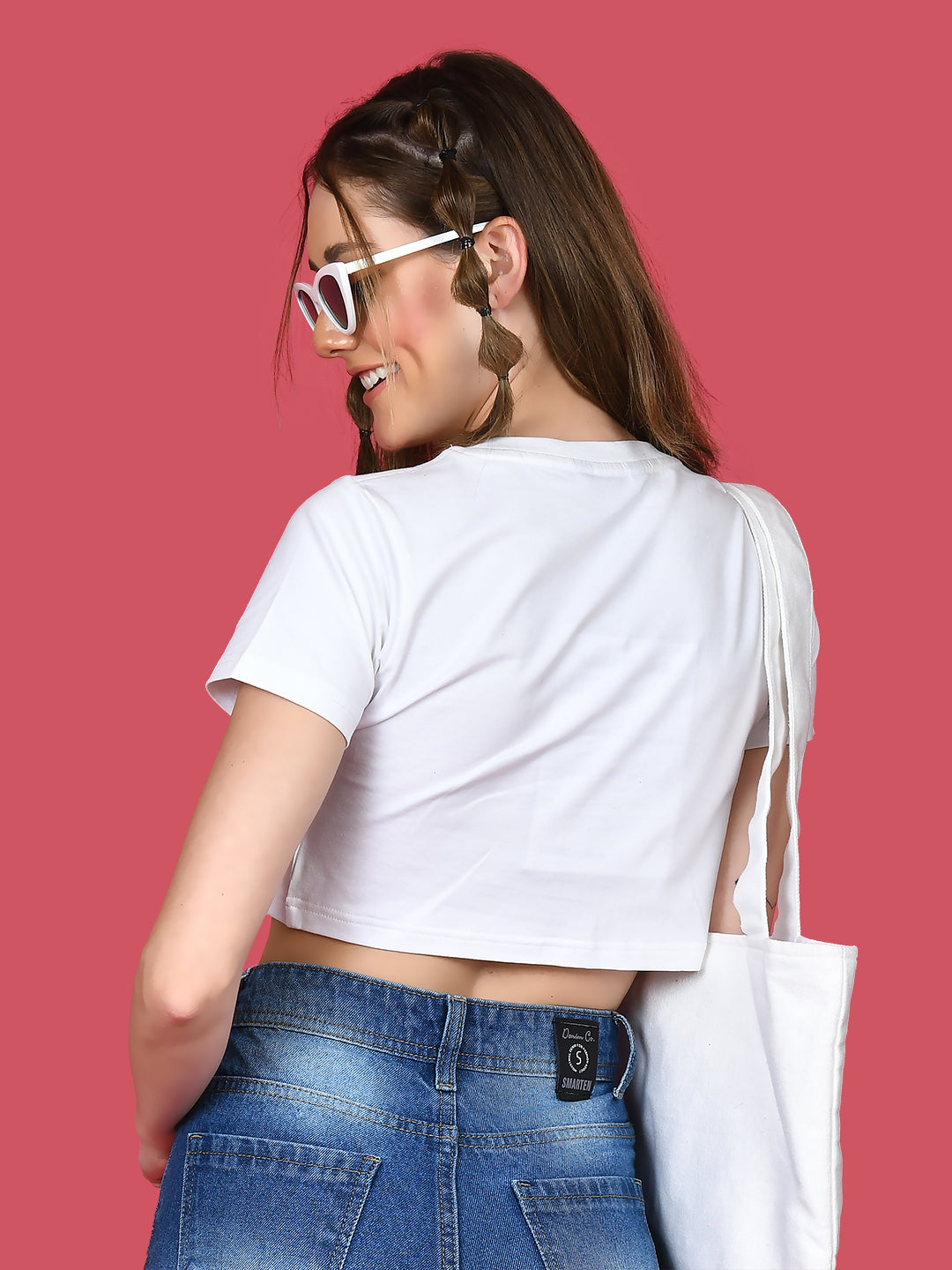 White Solid Crop Top