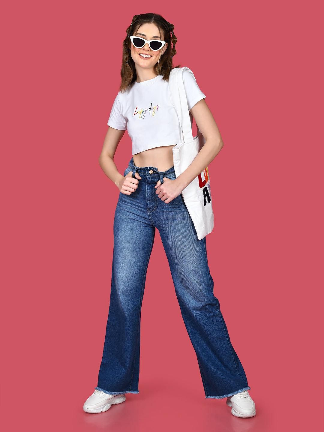 White Solid Crop Top