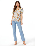 Multi Printed Short Sleeves Top