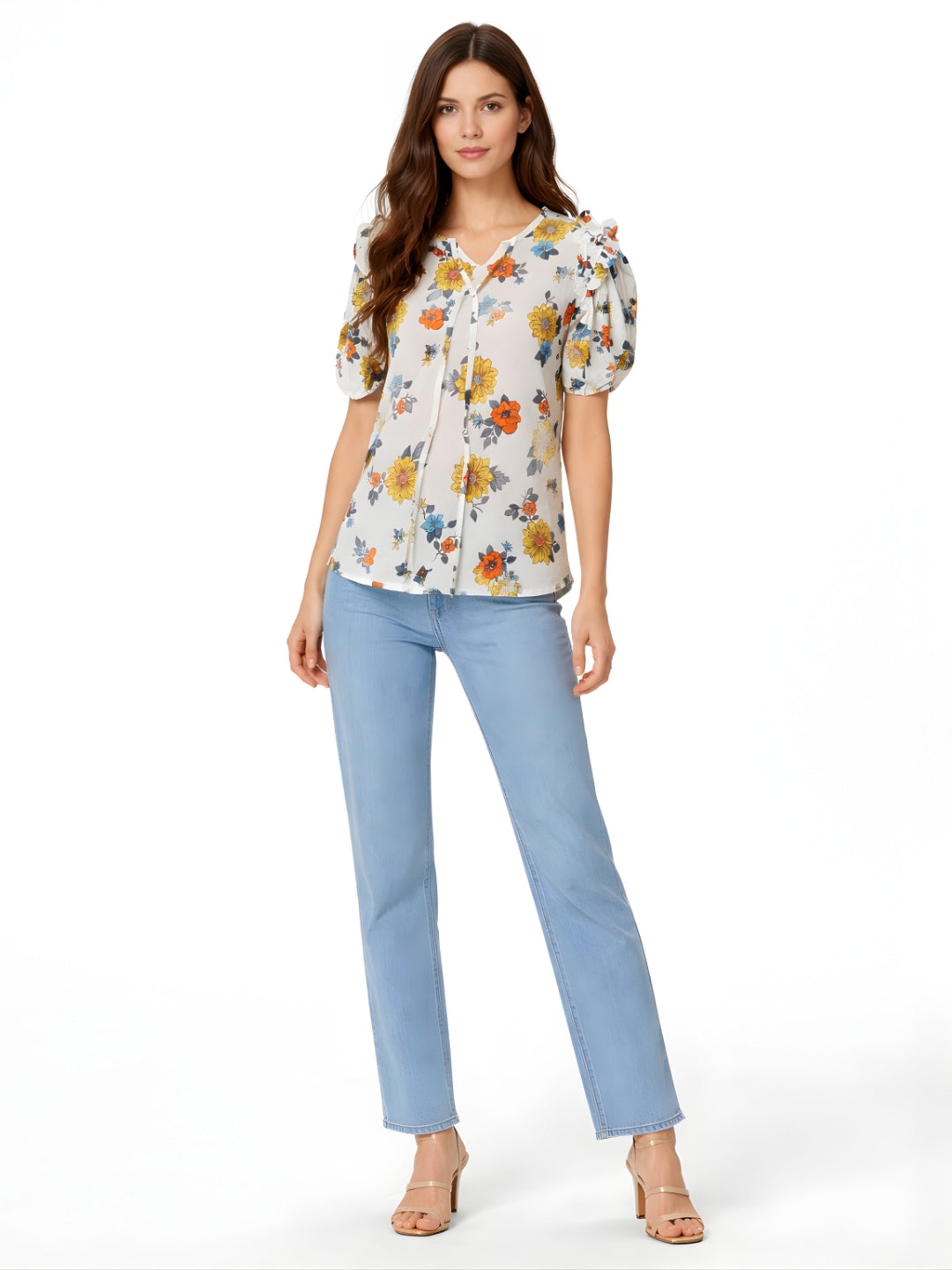 Multi Printed Short Sleeves Top