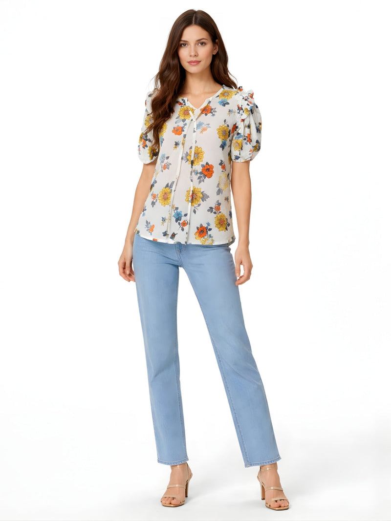 Multi Printed Short Sleeves Top