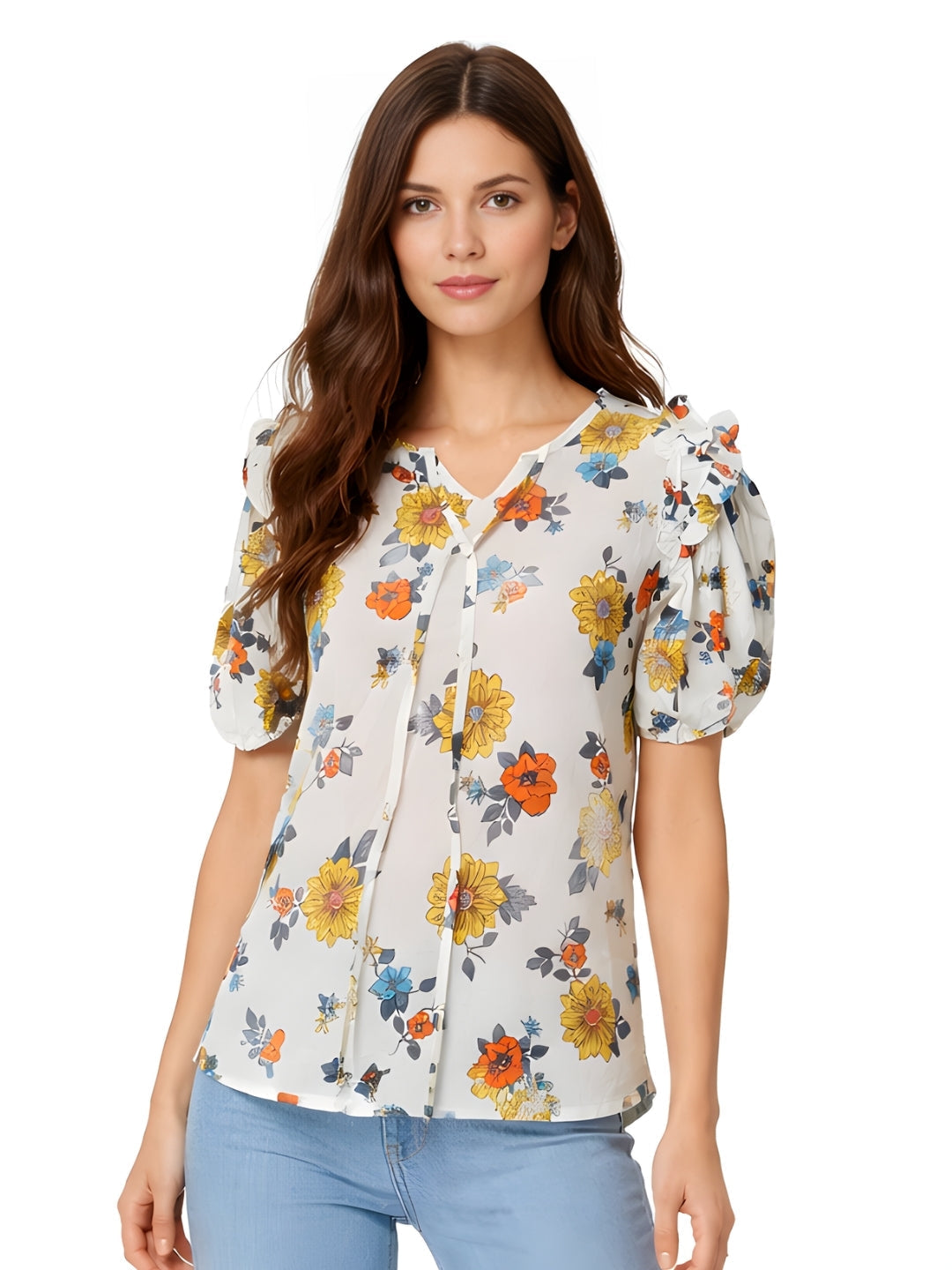 Multi Printed Short Sleeves Top