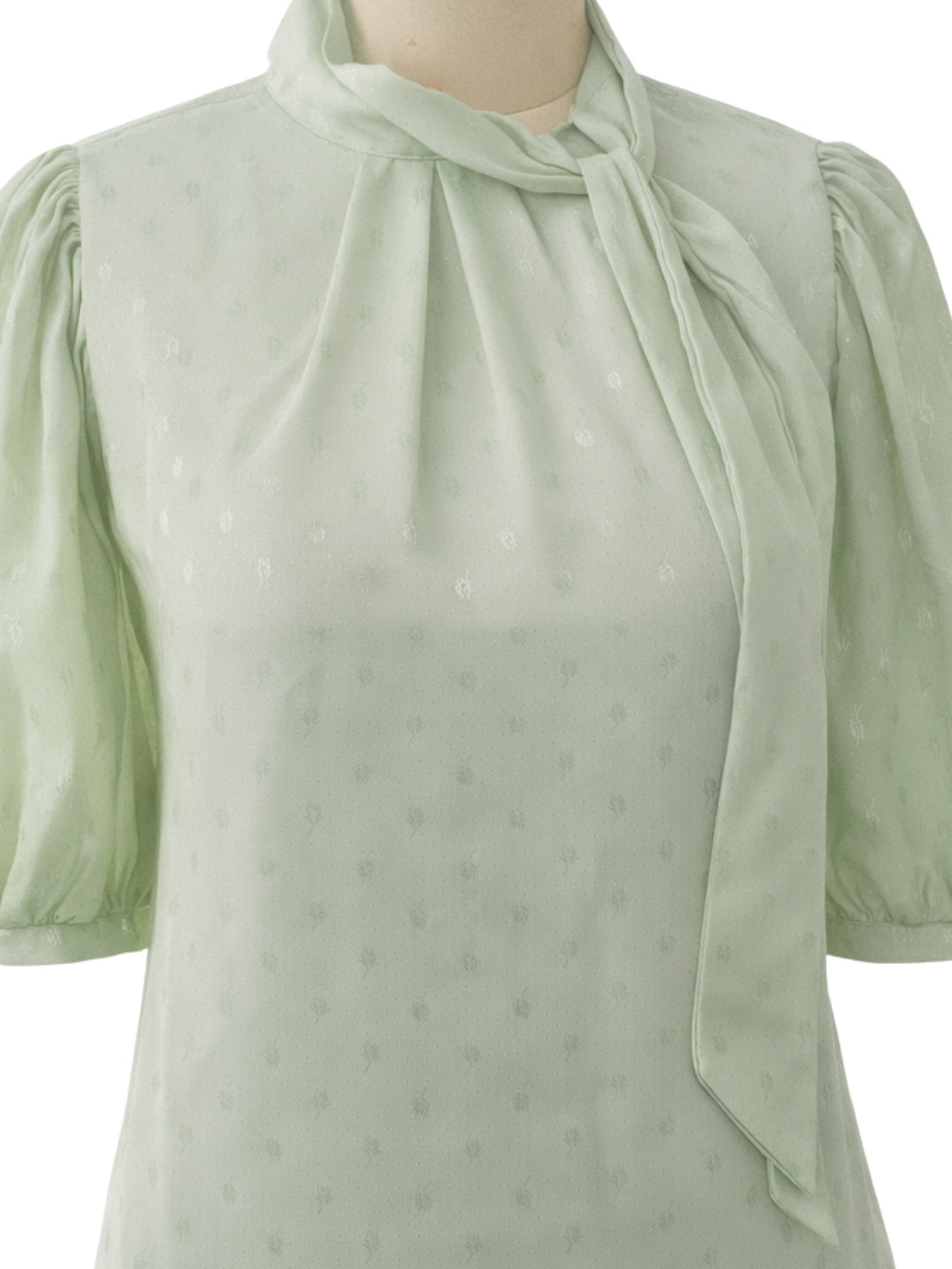 Green Self Design Short Sleeves Top