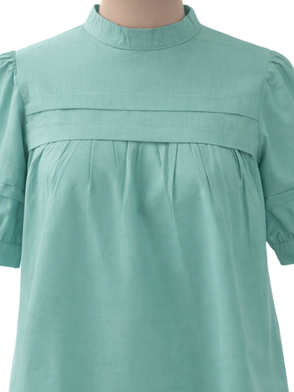 Green Solid Short Sleeves Top