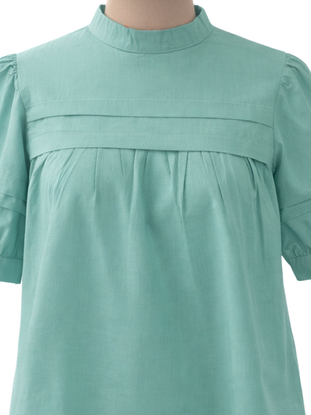 Green Solid Short Sleeves Top
