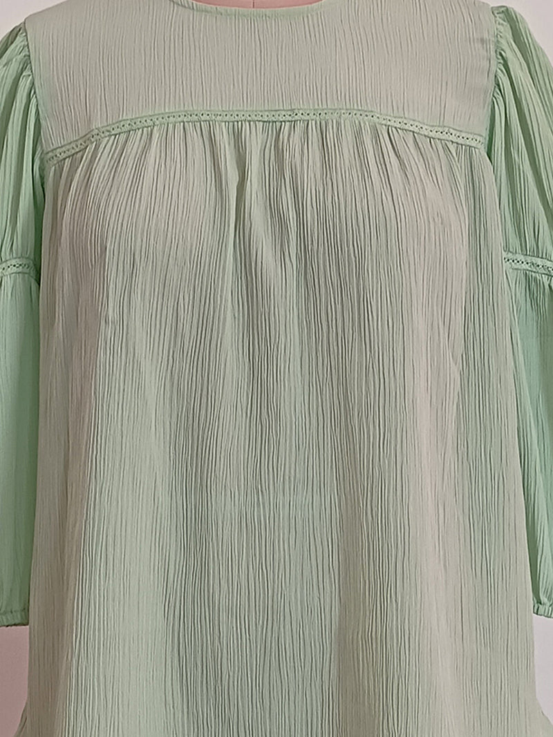 Green Solid 3/4th Sleeves Top