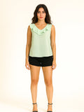 Green Solid Sleeveless Top