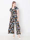 Black Floral Print Regular Fit Top