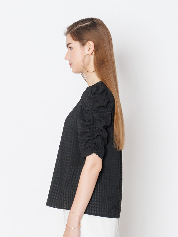 Black Textured Regular Fit Top