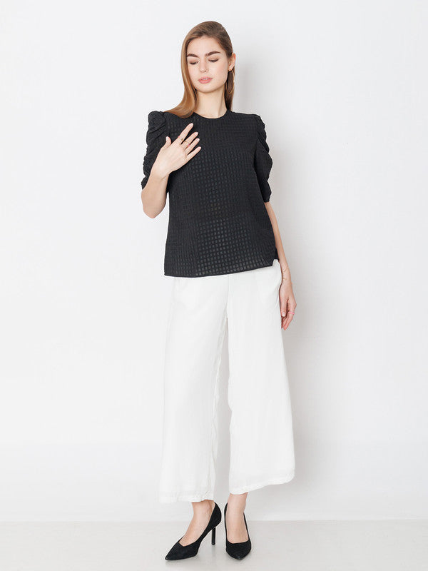 Black Textured Regular Fit Top