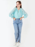Blue Self Design Regular Top
