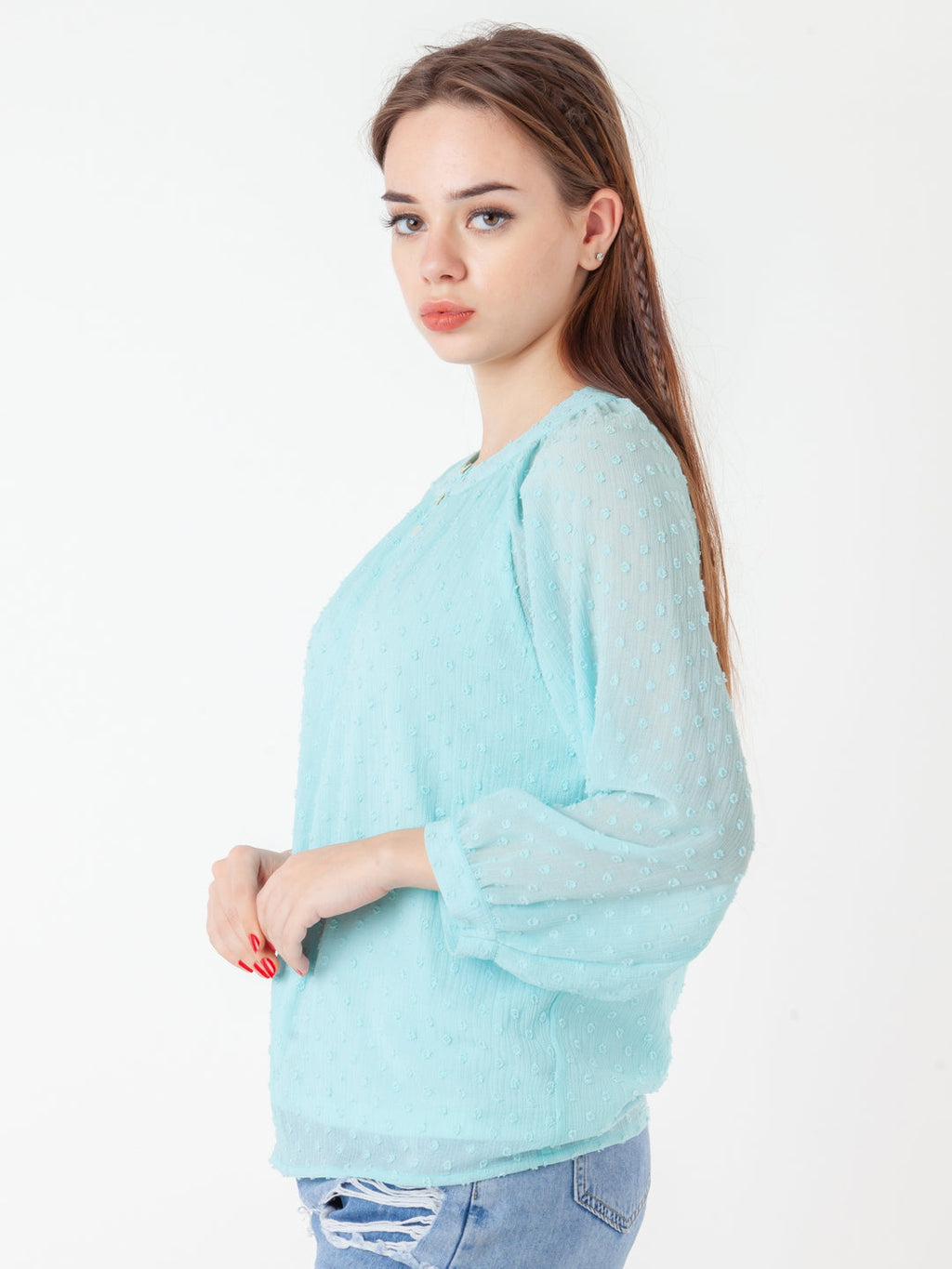 Blue Self Design Regular Top