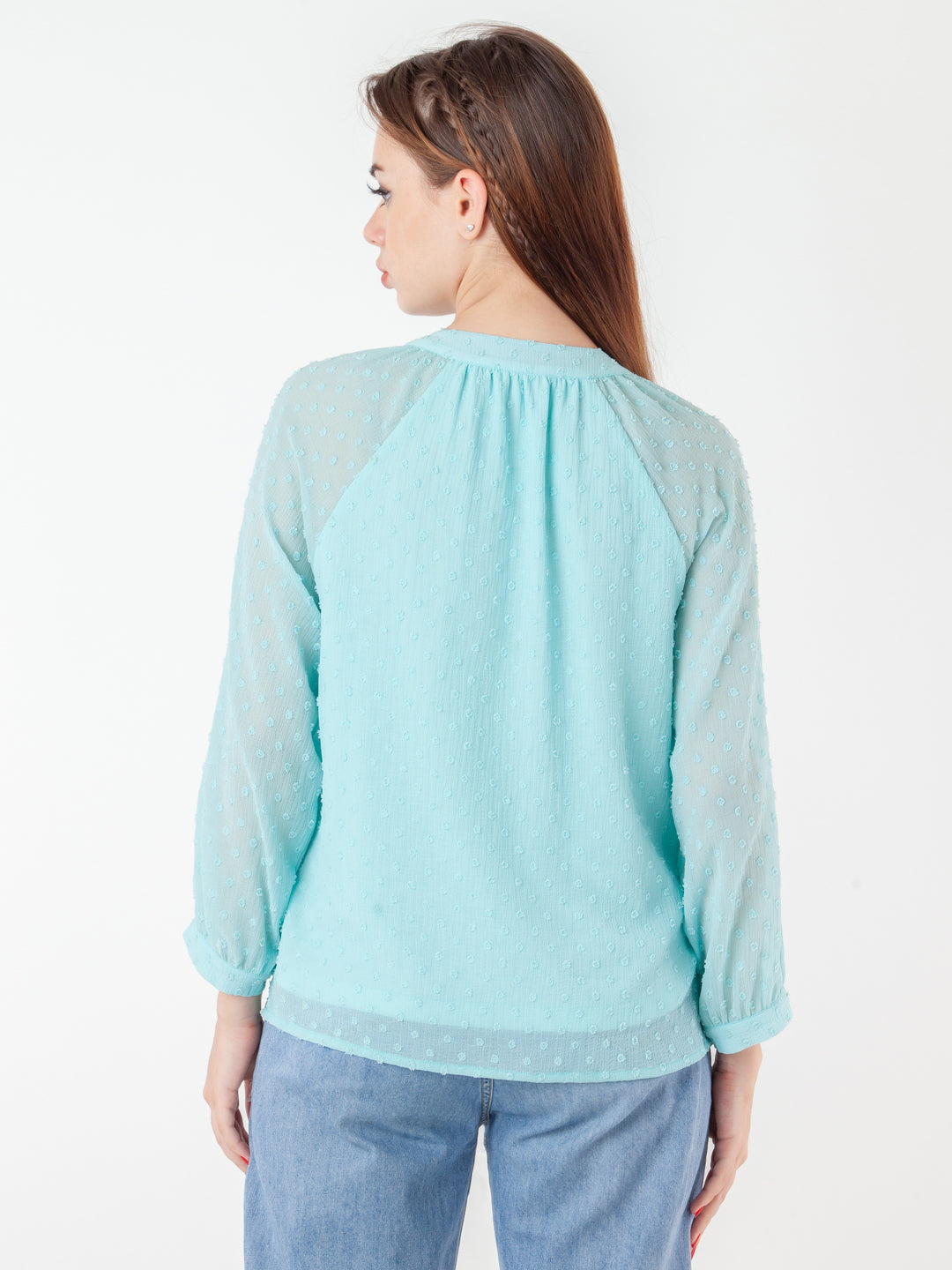 Blue Self Design Regular Top