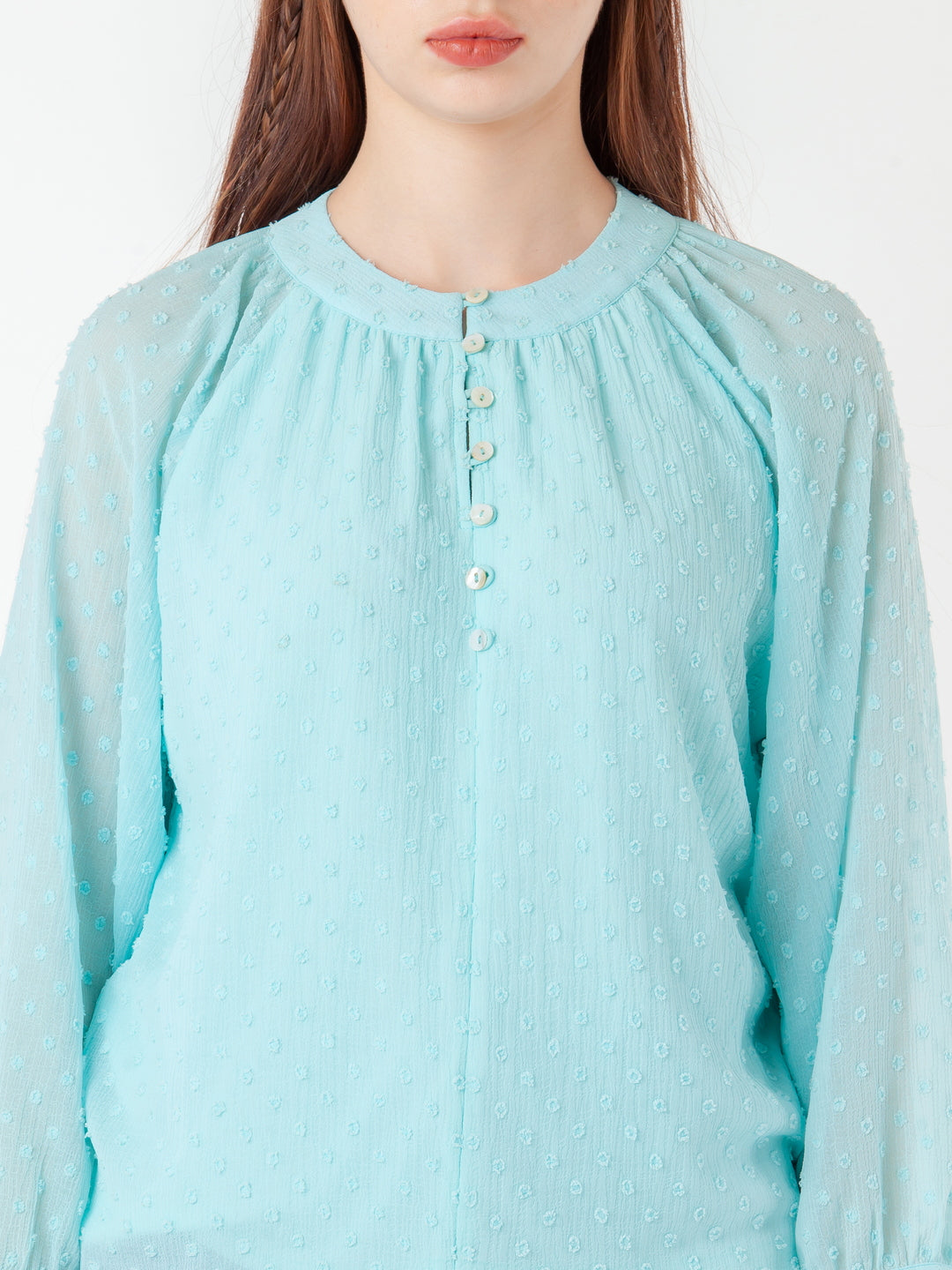 Blue Self Design Regular Top