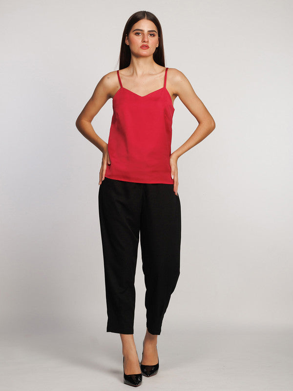 Maroon Solid Regular Tank Top