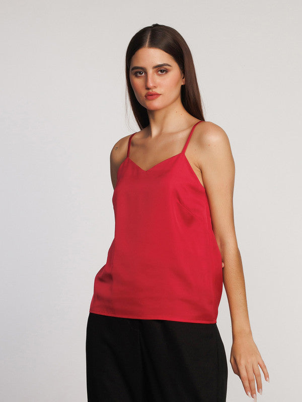 Maroon Solid Regular Tank Top
