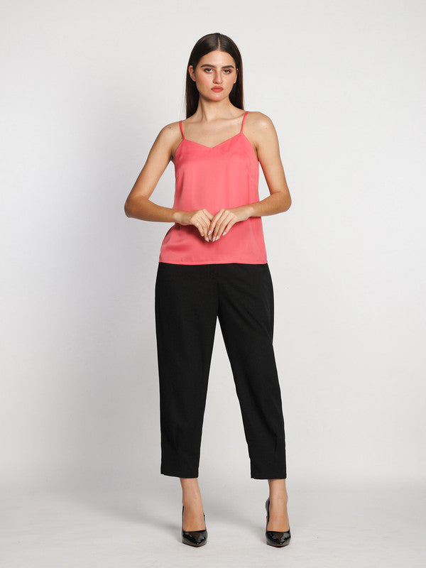 Pink Solid Regular Tank Top