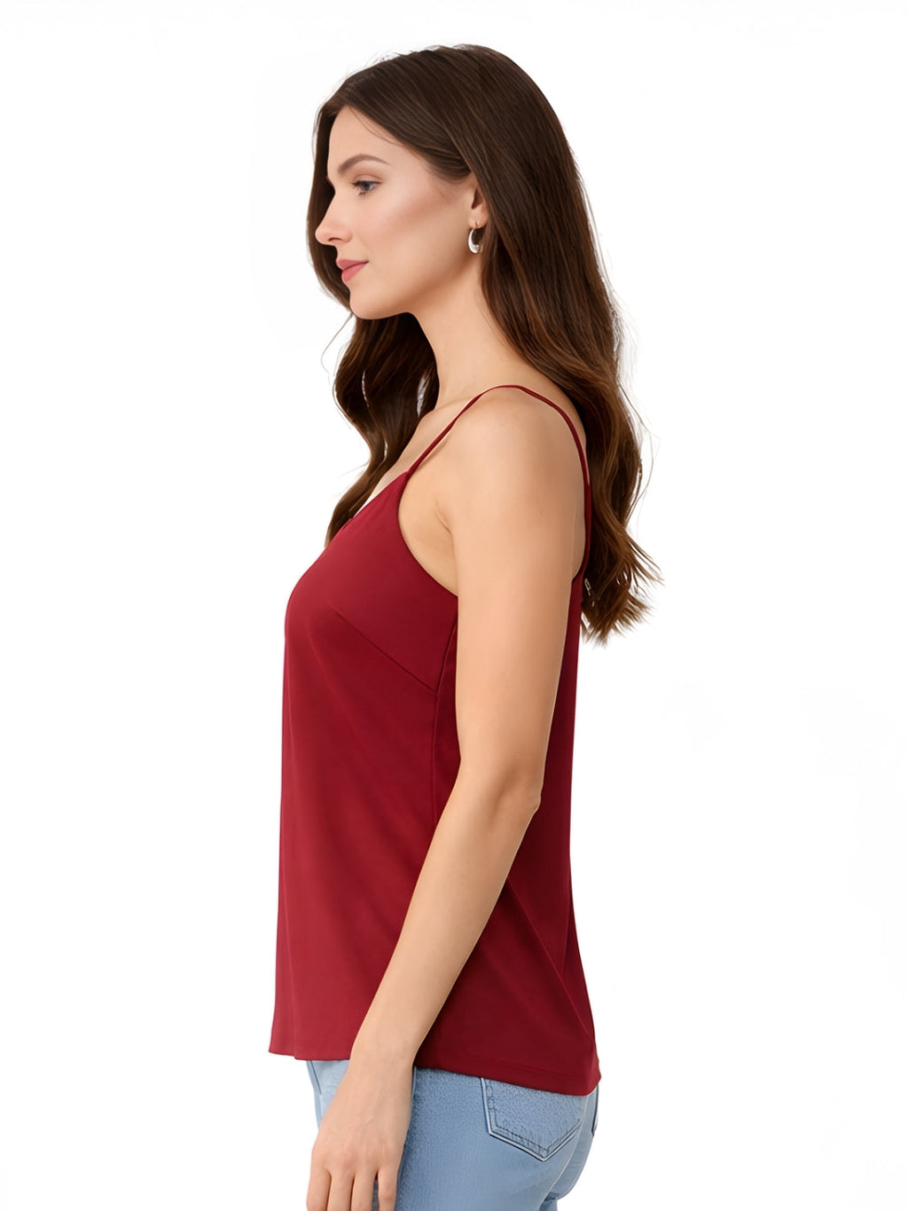 Wine Solid Sleeveless Top