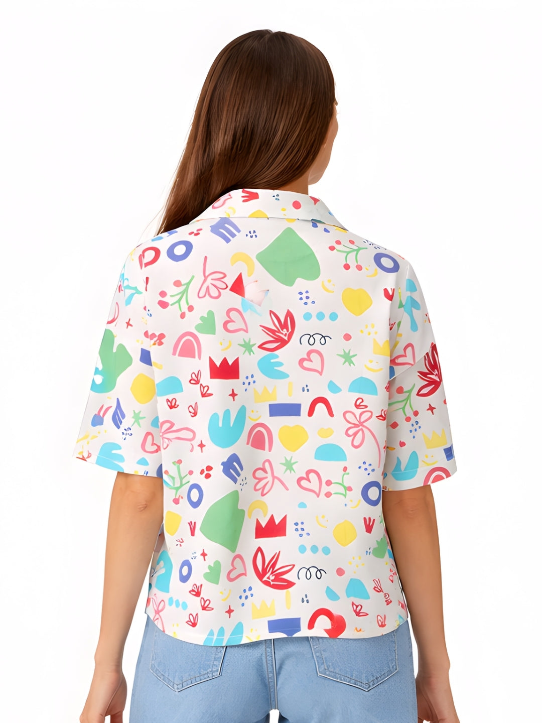 White Printed Short Sleeves Shirts