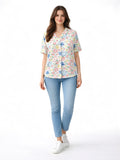 White Printed Short Sleeves Shirts