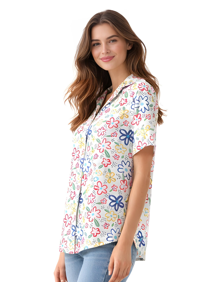 White Printed Short Sleeves Shirts