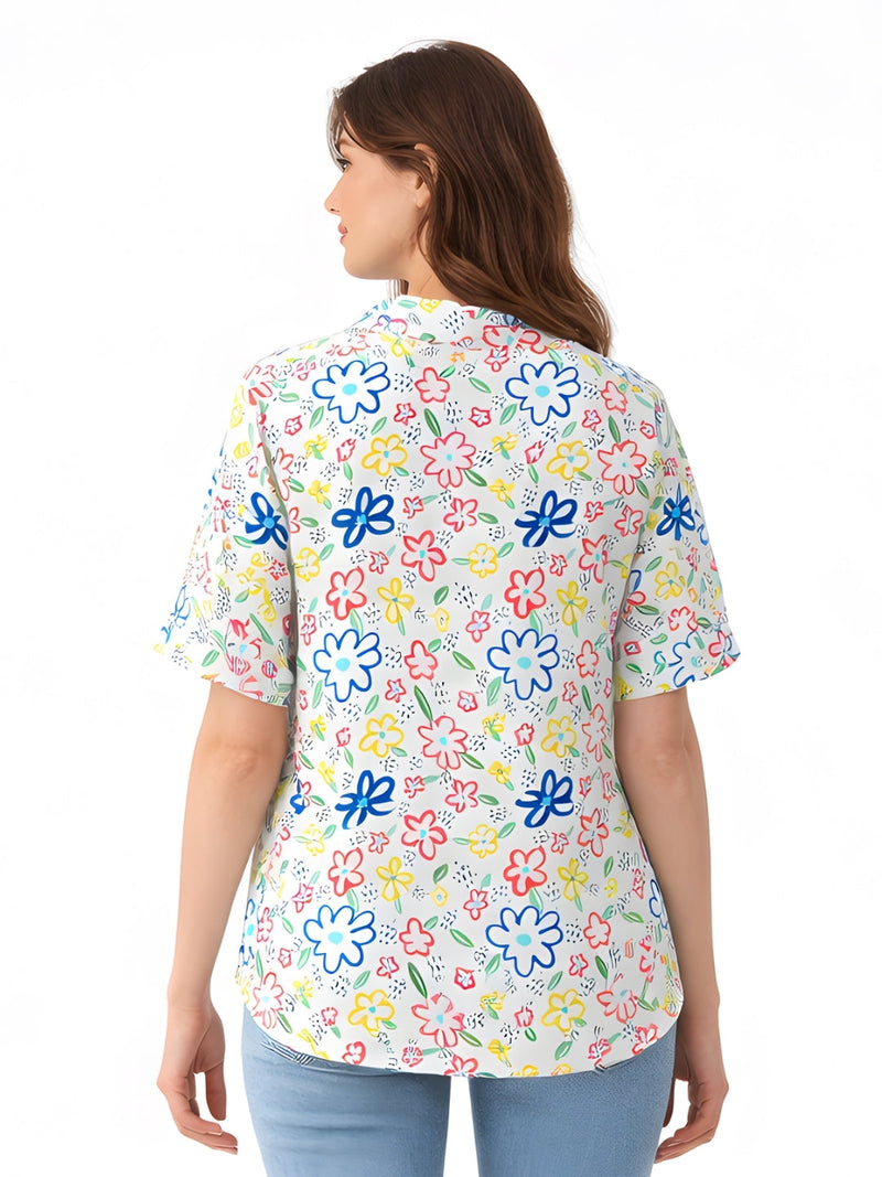 White Printed Short Sleeves Shirts