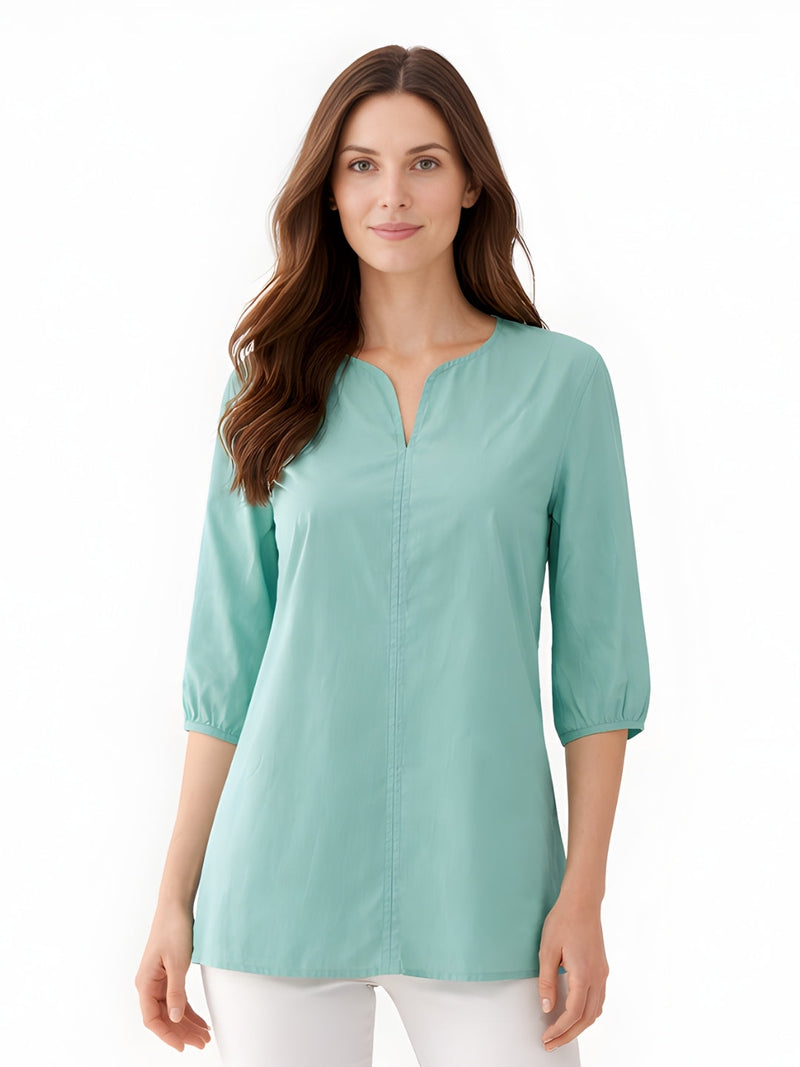 Sea Green Solid Elbow Sleeves Top