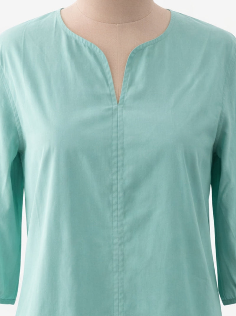 Sea Green Solid Elbow Sleeves Top