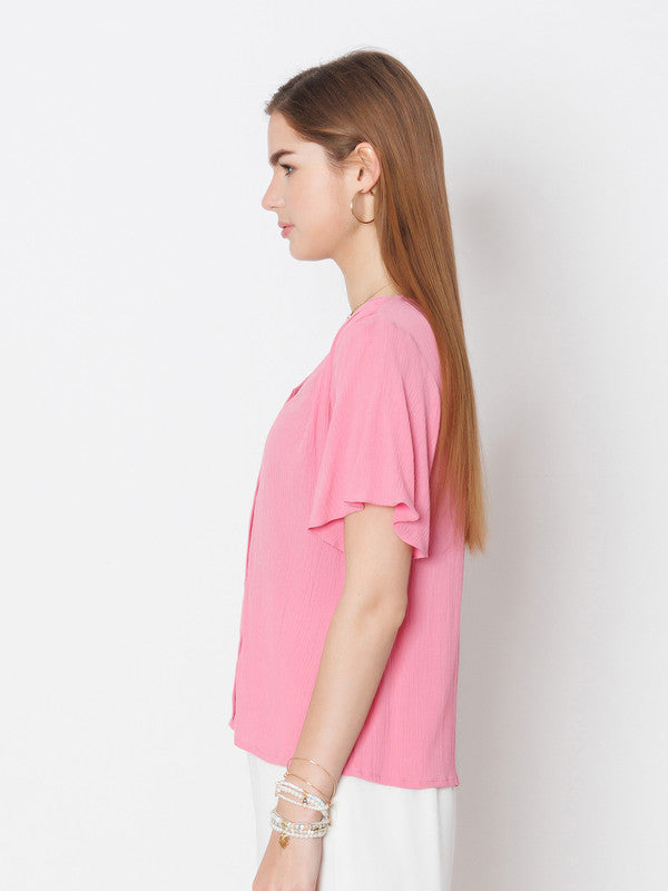 Pink Solid Regular Fit Top