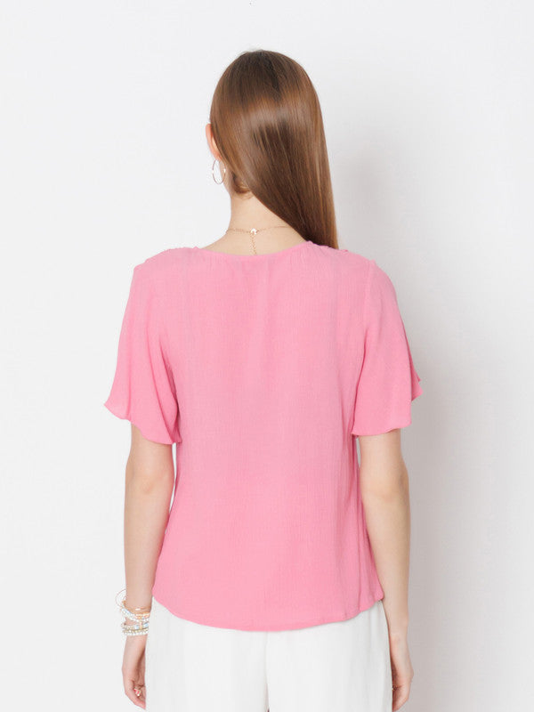 Pink Solid Regular Fit Top