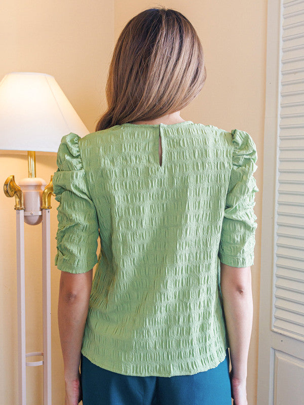 Green Solid Straight Top