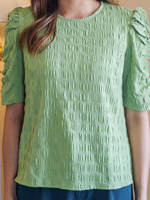 Green Solid Straight Top