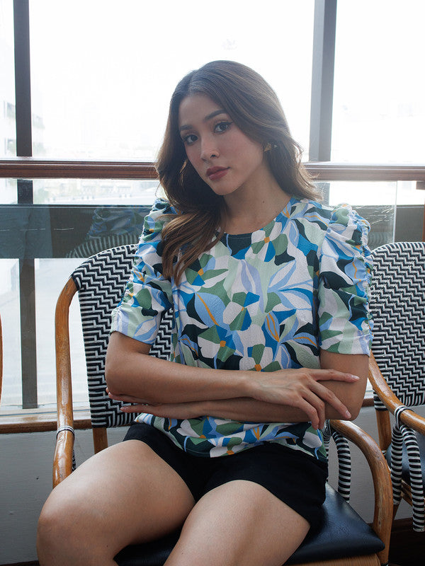 Off White Printed Straight Top