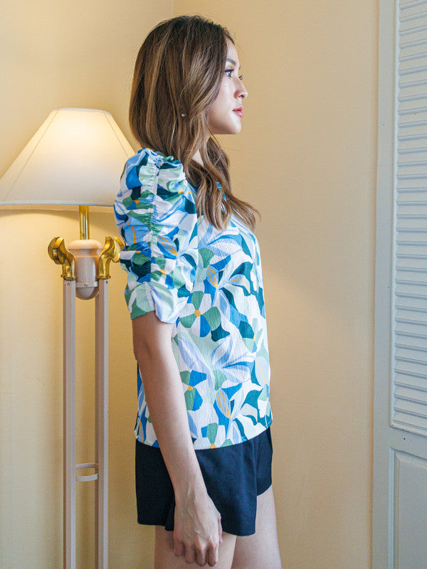 Off White Printed Straight Top
