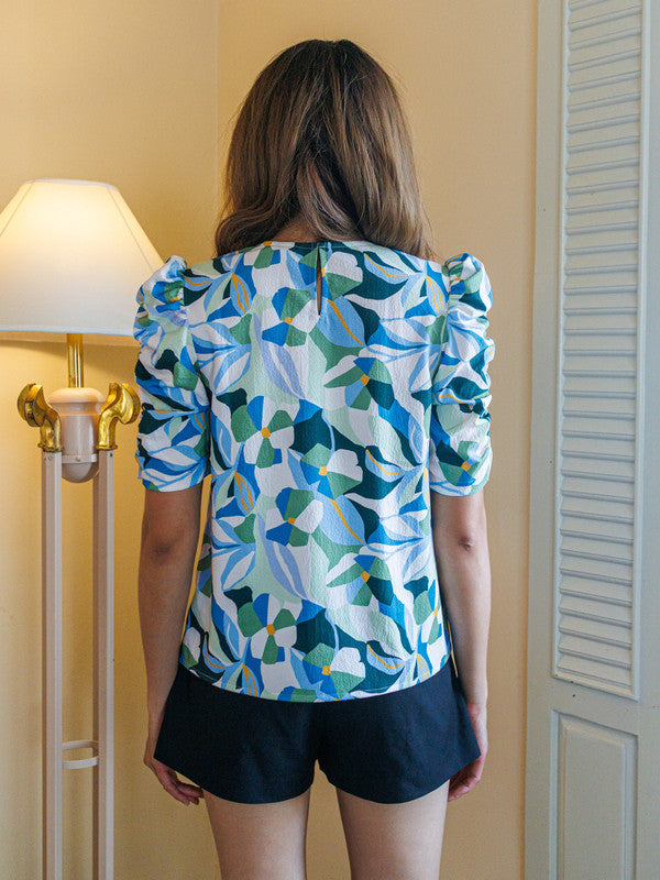 Off White Printed Straight Top