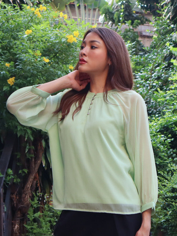 Green Solid Straight Top