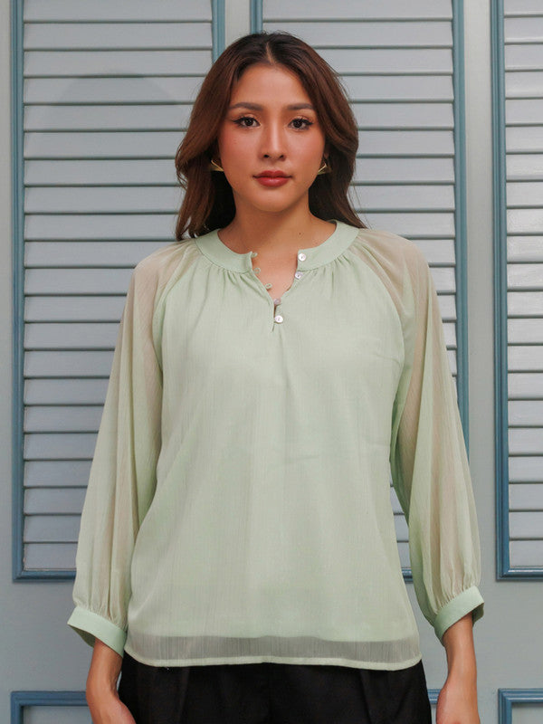 Green Solid Straight Top