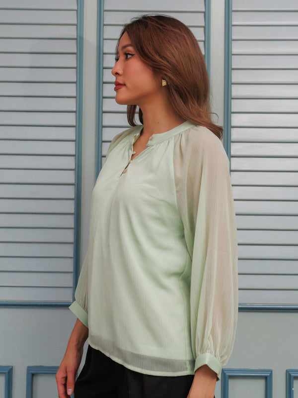 Green Solid Straight Top