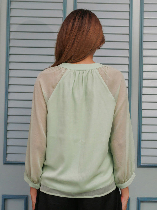 Green Solid Straight Top