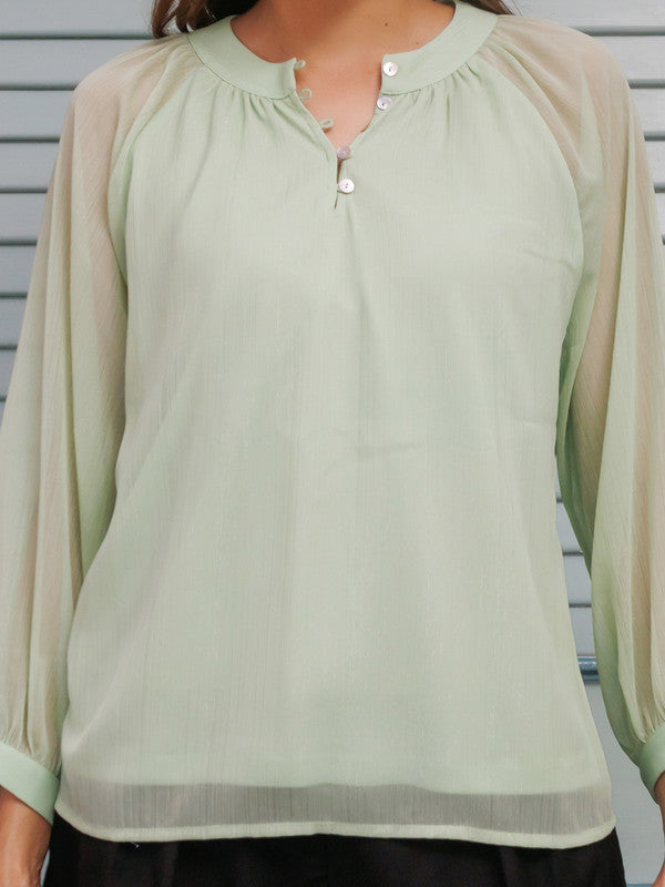 Green Solid Straight Top