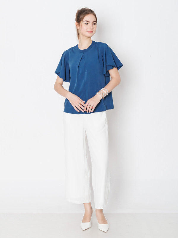 Navy Solid A-Line Top