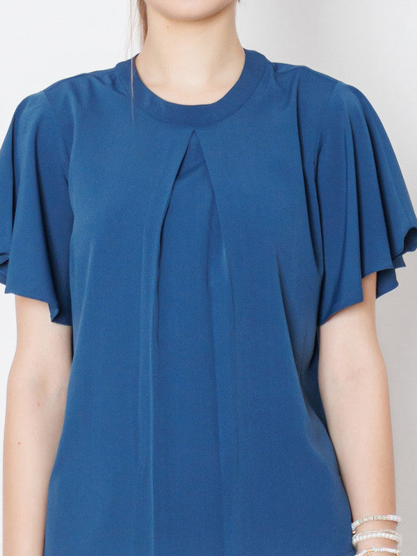 Navy Solid A-Line Top