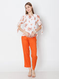 White Printed Basic Top